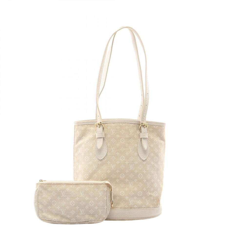 Louis Vuitton Bucket Monogram Lin Dune Brown Handbag Canvas Leather Ivory White